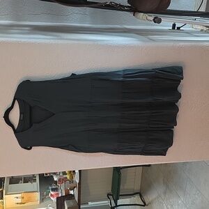 BloomChic Supersoft Essentials Notched Ruffle Layered Hem Sleeveless Dress – Gre